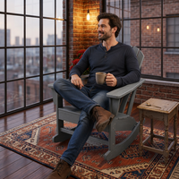 Fauteuil à bascule moderne en PEHD pour extérieur avec porte-gobelet, résistant aux intempéries, écologique, pour patio, jardin, salon, parc, cour arrière