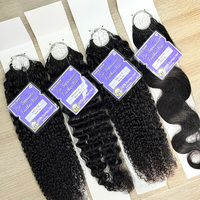Extensions de cheveux humains bouclés birmanes sans nœuds, pré-séparées, en vrac, pour tresses au crochet, pré-bouclées, tresses bohèmes, noir naturel