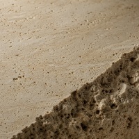 Table d'appoint en travertin beige haut de gamme, table d'appoint en pierre naturelle, table de chevet