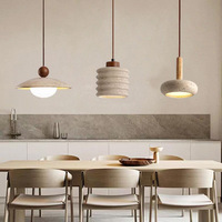 Lampe suspendue en travertin naturel, style moderne Wabi Sabi, lampe suspendue en pierre, lustre minimaliste pour salle à manger, éclairage d'accent en bois