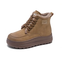 Bottes de neige rétro pour femme automne-hiver 2026, dessus en cuir de vachette, semelle antidérapante épaissie, doublure en fausse fourrure