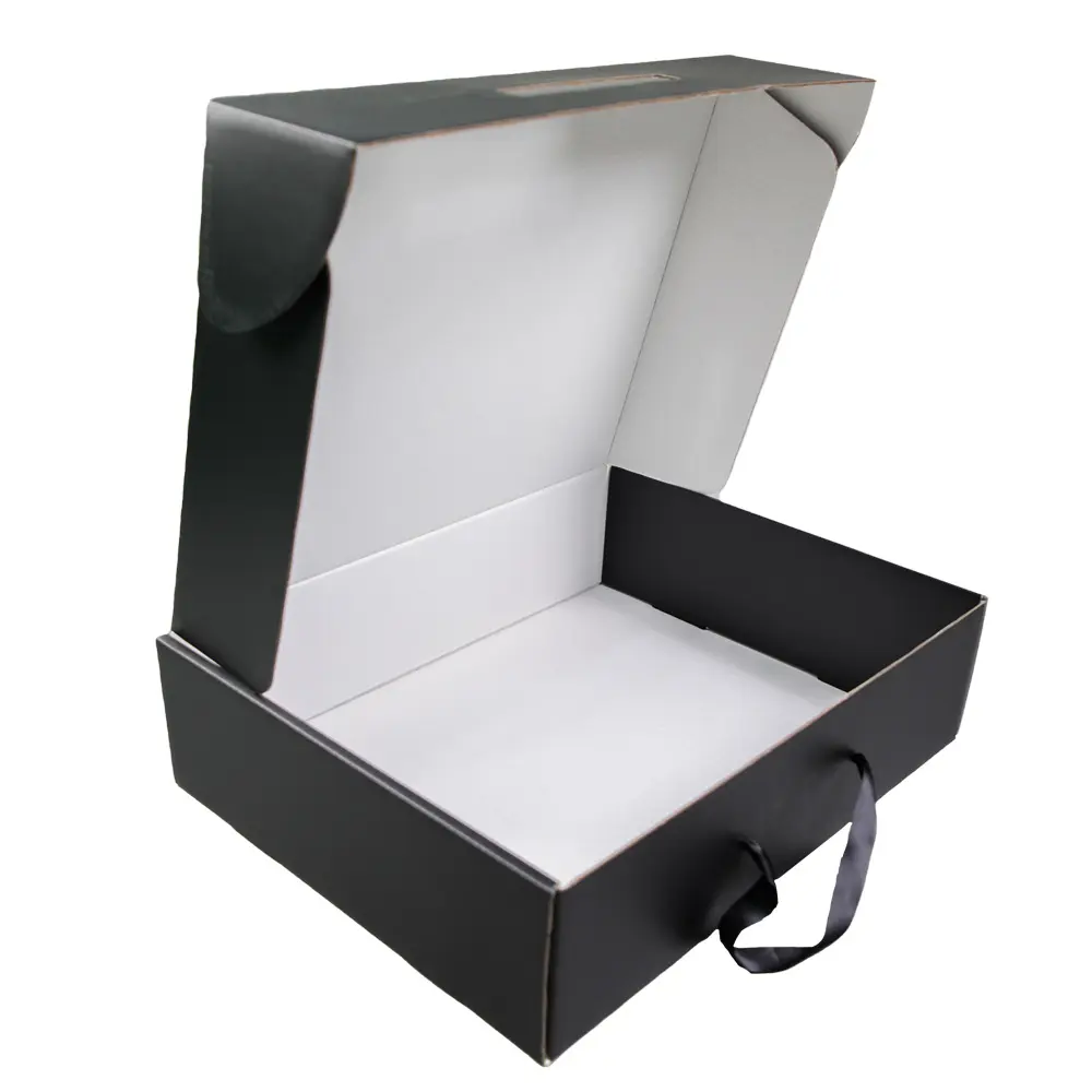 कस्टम आकार लोगो मुद्रण हार्ड शिपिंग बॉक्स टोपी कपड़ा पैकेजिंग ब्लैक शिपिंग मेलर बॉक्स नालीदार कार्डबोर्ड बॉक्स