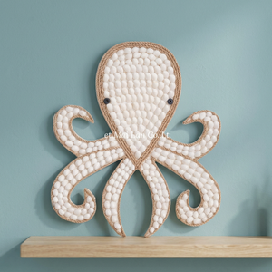 Arte de Pared Bohemio Hecho a Mano con Conchas de Pulpo, Decoración Tejida para Habitación de Bebé, Guardería, Interior Infantil, Tema Oceánico, Hecho en Vietnam - Product Image 3