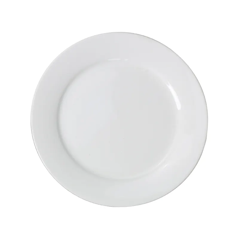 Platos de porcelana blanca para cena, platos planos y redondos, platos de cerámica para restaurantes y bares