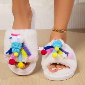 Nouvelle mode mignon drôle laine pantoufles pour filles semelle épaisse ménage paresseux hommes femmes chaussures bout ouvert pantoufles - Product Image 3