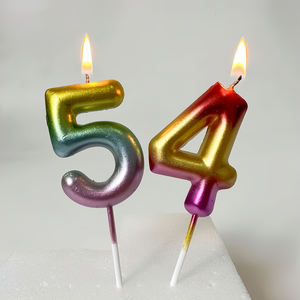 Novela Arco Iris gradiente número 0-9 pastel de cumpleaños <span class=keywords><strong>vela</strong></span> cera de parafina para Año Nuevo Navidad hogar/boda Bar decoración para fiestas - Product Image 5