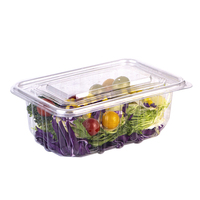 Récipient en plastique d'emballage alimentaire PET jetable personnalisé récipient alimentaire à clapet en plastique transparent pour salade de dessert à la fraise