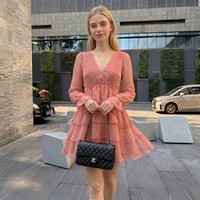 Nouvelle Robe Décontractée Plissée sans Manches pour Femme, Col en V, Volants, Longueur Genou, Modèle ODM