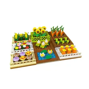 MOC accessoires fleur pépinière bonsaï rose tournesol champignon tulipe plastique Compatible assemblage construction brique jouets enfant garçon fille