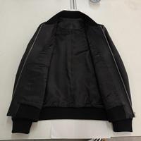 Veste Bomber en Cuir Véritable Noir pour Homme, Style Hiver, Logo Frontal, Vêtement d'extérieur Décontracté, Doux et Tricoté, en Peau de Mouton, Commande en Gros