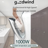 Secador de Manos Vertical con Filtro HEPA, 1000W, Doble Aspersor, Comercial, para Baño, Flujo de Aire de Alta Velocidad, Montaje en Pared