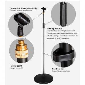 Support de microphone professionnel sur pied LKT-822B pour scène, réglable pour le chant en direct et le karaoké - Product Image 3