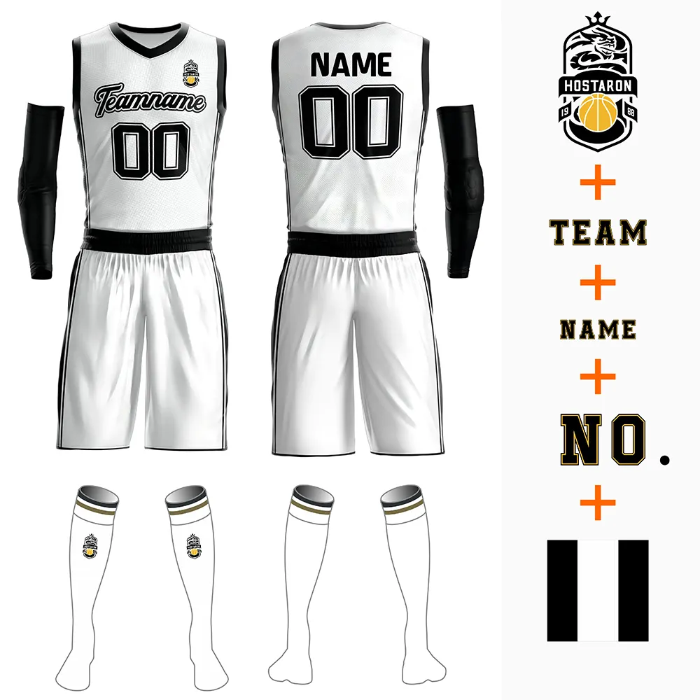 HOSTARON Set kaus basket pria, Jersey seragam basket polos reversibel desain terbaru