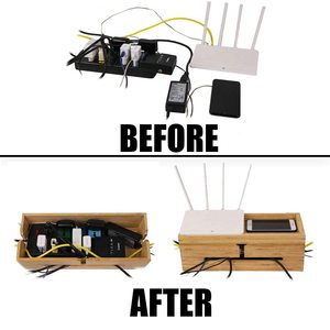 Box Cord Organizer Cords Bamboo Cable Management Box Stylish Cord Organizer Box Conceal Power Strips Electrical Cords From TV Computer USB Hub