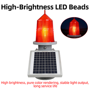 Feux d'obstruction aériens solaires à LED |   Balise d'avertissement rouge IP65, 2000 cd, à fréquence de clignotement réglable, visibilité 7 km pour ponts - Product Image 4