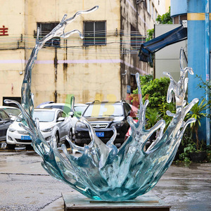 Transparent Resin Wave Sculpture <b>Large</b> Abstract Handmade Home Decor Living Room Hotel <b>Ornament</b> Irregular Shape LBT 009 - Product Image 1