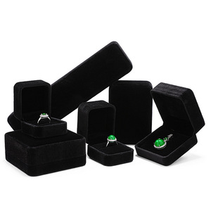 Luxury Black and Pink Velvet Square Custom Logo Printed Jewellery <b>Boxes</b> for <b>Earring</b> Bangle Pendant Ring Packaging - Product Image 5