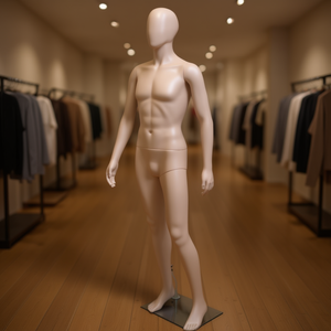 Full-Body <b>Male</b> <b>Mannequin</b> Beige Plastic Standing Pose Plus Size Apparel Display D0100HHRHTP <b>Mannequin</b> Round Head Beige <b>Mannequin</b> - Product Image 4