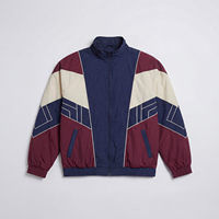 Veste en jean style vintage OEM ODM, coloris bordeaux et marine, avec motif aigle brodé, coupe ample et respirante
