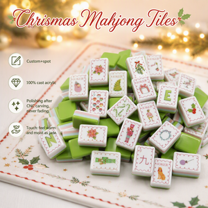 Pamm Gravierte Blaue Maßgefertigte Weihnachts-Mahjong-Steine Set, 160 Luxuriöse Amerikanische Mahjong-Steine, Graviertes Acryl - Product Image 2