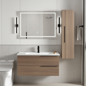 Meuble de salle de bain suspendu mural de qualité supérieure avec vasque profonde, miroir LED et design personnalisé - Product Image 1