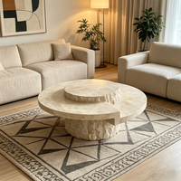 Meubles en marbre naturel de style nordique de luxe sur mesure, table basse moderne, table à thé en travertin de luxe pour salon
