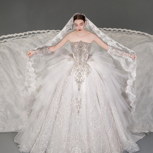 GT144 Modern Premium Luxury Chapel Train Plus Size <b>Wedding</b> Dresses Ball Gown for - Product Image 1