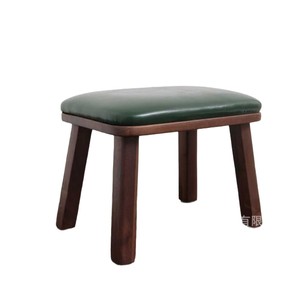 Solid <b>Wood</b> <b>Stool</b> With Green Upholstery For Home Use Living Room Shoe Changing Children Seating - Product Image 1
