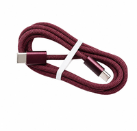 Kabel Pengisian Cepat 60W Tipe C ke Tipe C, Nylon Braided, Tembaga Murni, Kabel Data 3A untuk Ponsel