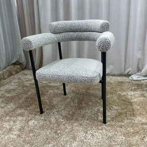 Custom Wool Blend Boucle Fabric Coffee Restaurant Dining Chairs Velvet Fabric Dining Tables and Chair Set - Product Image 3