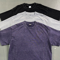 Herenshirt met korte mouwen, 100% katoen, zachte snow wash vintage look, voorpaneel met opgestikte stiksels & rauwe randdetails