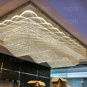 Hiện đại hình dạng sóng dẫn K9 pha lê Đèn chùm thay đổi độ sáng sang trọng pha lê Trần Đèn biệt thự phòng khách lớn tiệc hội trường chiếu sáng - Product Image 4