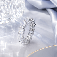Bagues en argent sterling S925 avec moissanite taille princesse, alliance éternité, bijoux fins unisexes, éclat éblouissant pour un usage quotidien, cadeau