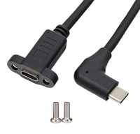 Kabel Adaptor Panel Mount Tipe C Fungsi Penuh USB3.1, USB-C 3.1 20Gbps Male ke USB C Female Panel Mount Screw Cable