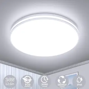 OUESEN IP44 plafoniera a LED per montaggio a incasso a luce diurna bianca 5000K 24W lampada da soffitto moderna in ABS montata su superficie