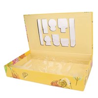 Caja de Regalo de Papel Reciclable Amarillo de Alta Calidad con Logotipo Personalizado, Ventana de PET, Grabado en Relieve y Laminado Mate para Juguetes Pequeños