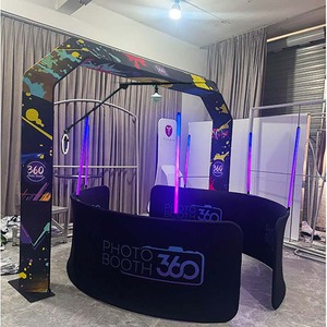 บูธถ่ายภาพหมุน 360 องศา Overheadfactoryrgb ไฟ LED 360 องศา ฉากหลังสำหรับสมาร์ทโฟน iPad บริการพิมพ์ภาพด้วยตนเอง ปรับแต่งได้ - Product Image 2