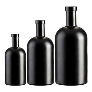 Commercio all'ingrosso nero opaco <span class=keywords><strong>gin</strong></span> bottiglia 100ml 200ml 375ml 500ml 1000ml 750ml bottiglia di vetro sughero <span class=keywords><strong>gin</strong></span> bottiglie inciso - Product Image 1