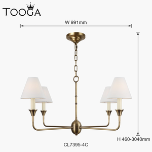 Lámpara Colgante Redonda de Lujo Moderna Personalizada con 4 Luces de Latón y Pantalla de Tela para Sala de Estar, Restaurante, Hotel, Lámpara Colgante de Interior - Product Image 2