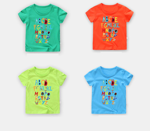 Camiseta de Verano Nueva para Niños y Niñas de 2 a 7 Años, Cómoda, de Algodón, con Estampado de Letras, de Manga Corta, al por Mayor - Product Image 2