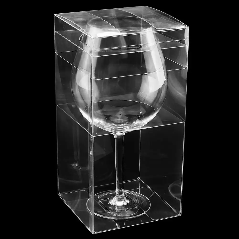 Kotak kemasan PVC plastik bening kustom pabrik kemasan kotak kaca anggur merah untuk kotak hadiah kaca anggur