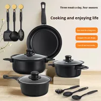 Ensemble de 13 ustensiles de cuisine en fonte avec couvercles en verre, compatible induction, poêle antiadhésive, marmite, casserole, design moderne