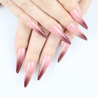 VV Mei Jia Er Design Long Ballet tête tranchante 24 pièces ongles artificiels nouveau élégant dégradé de couleur vif appuyer sur la pointe des ongles