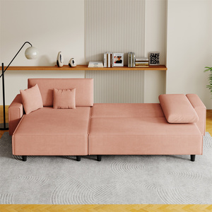 Sofá <span class=keywords><strong>Cama</strong></span> Esquinero Japonés de Terciopelo Naranja con 3 Plazas para Dormitorio/Apartamento - Product Image 4