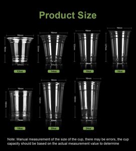 Gobelets jetables en PET de 98 mm avec couvercles, impression de logo personnalisé, pour boissons froides, thé à bulles et café, 16 oz, transparents, vente en gros - Product Image 5