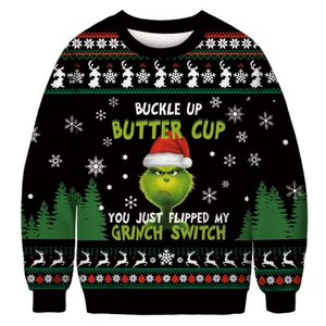 2025 New Christmas Style Monster <strong>Grinch</strong> Green-haired Monster Round-neck Hoodie Unique Warm Long-sleeved Unisex Hoodie - Product Image 1