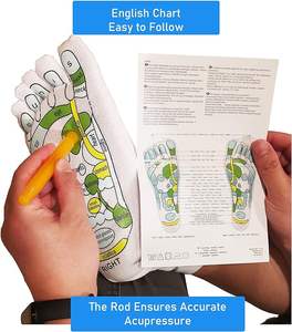 Chaussettes de réflexologie d'acupression Chaussettes de massage des pieds unisexes Tableaux d'acupression de réflexologie en coton en anglais tige espagnole incluse - Product Image 2