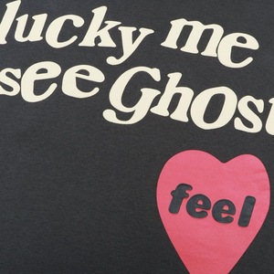 Lucky Me <strong>I</strong> <strong>See</strong> <strong>Ghosts</strong> Print 100% Cotton Oversized Pullover <strong>Hoodie</strong> Black Washed Kanye West Style Letter Heart Graphic Unisex - Product Image 4