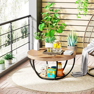 Mesa de Centro Moderna de Madera de 2 Niveles, Ahorra Espacio, Redonda, para Sala de Estar, Venta Caliente 2026 - Product Image 3