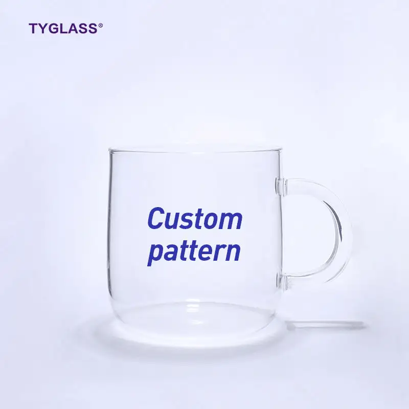 Mug Cup Wholesale borosilicate drinkware glass coffee mug clear cold color Custom glass tea cup glass water cup with handle
